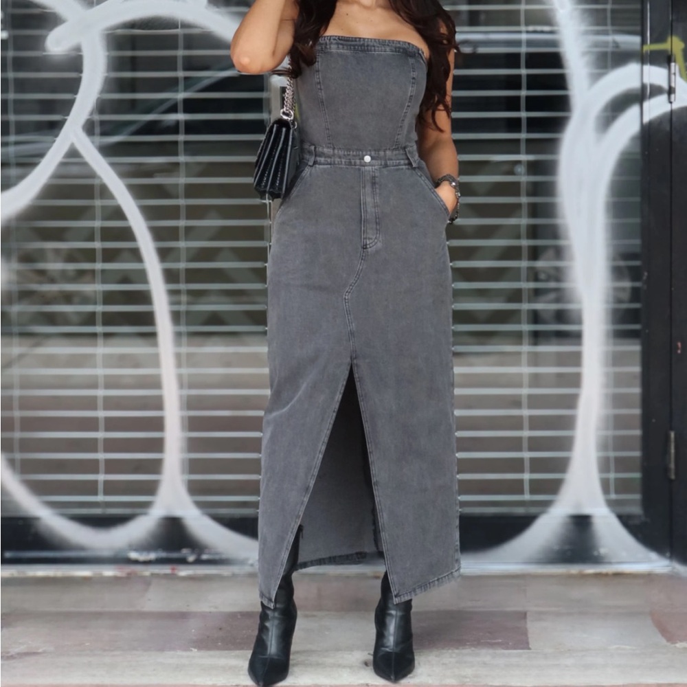 Blue Blush Charcoal Denim Dress